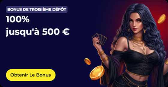 NyxBets Casino 100% bonus up to 500€ banner with woman holding cards