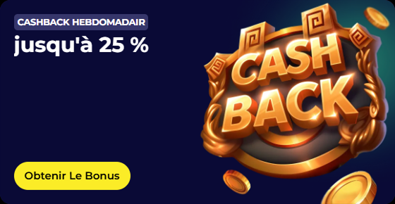 NyxBets Casino cashback offer banner up to 25% with bonus button